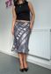 silver satin & lace midi skirt *coming soon*