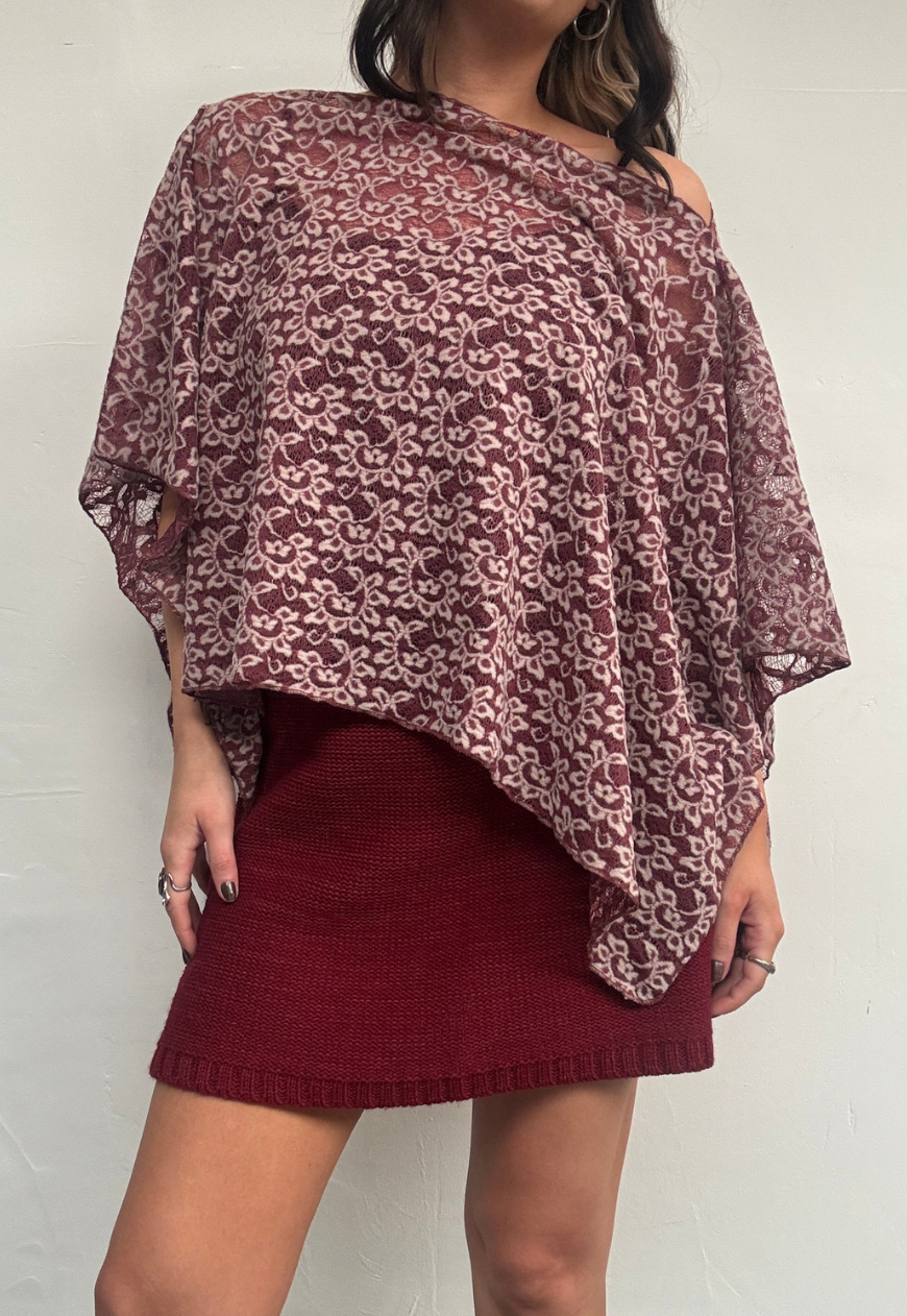 pink indian mango poncho - square
