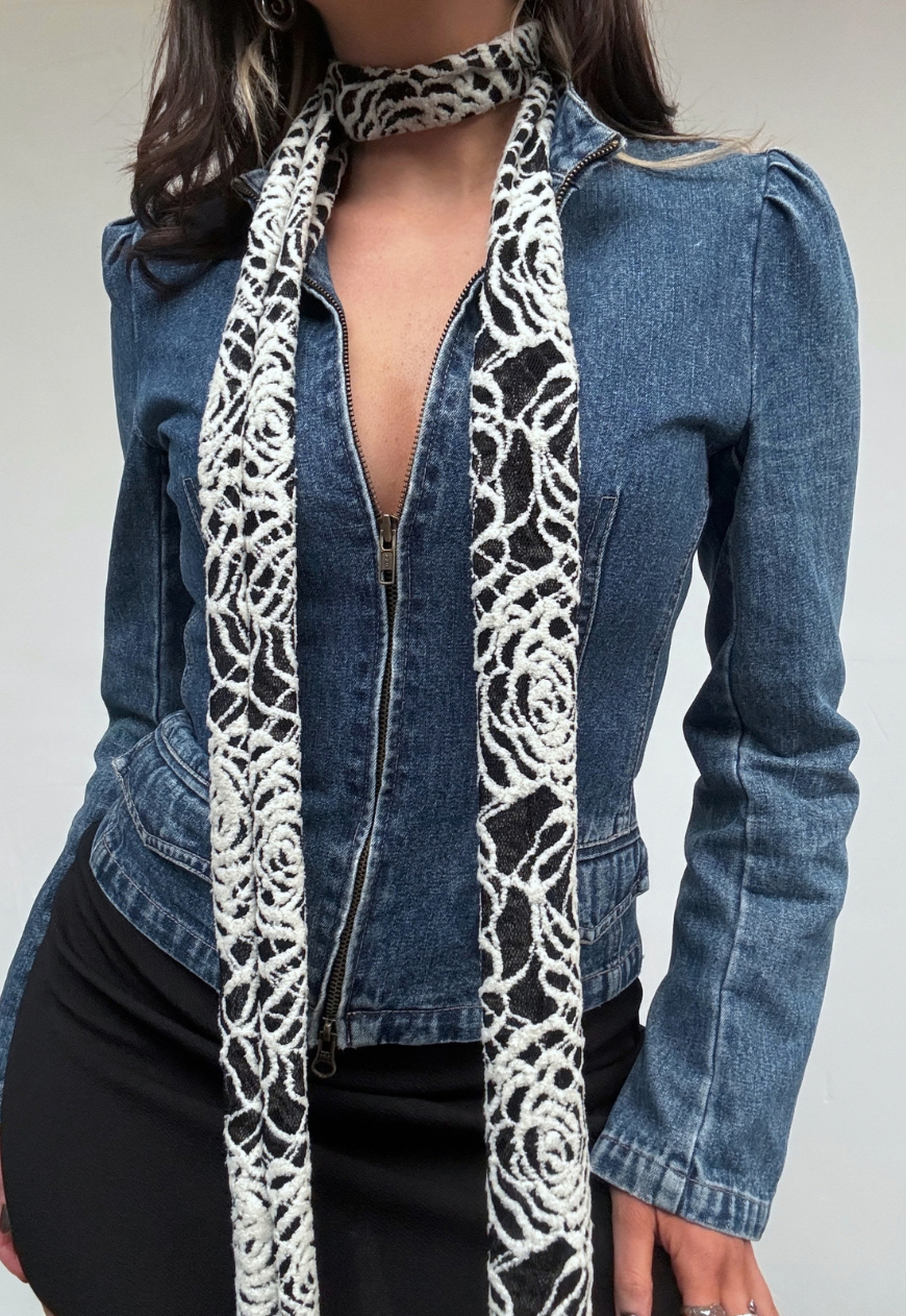 cream web skinny scarf