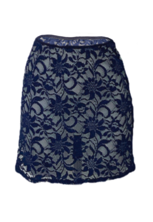 NAVY SHIMMER LACE SKIRT