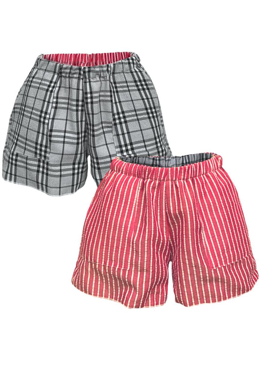 stripe/check reversible shorts