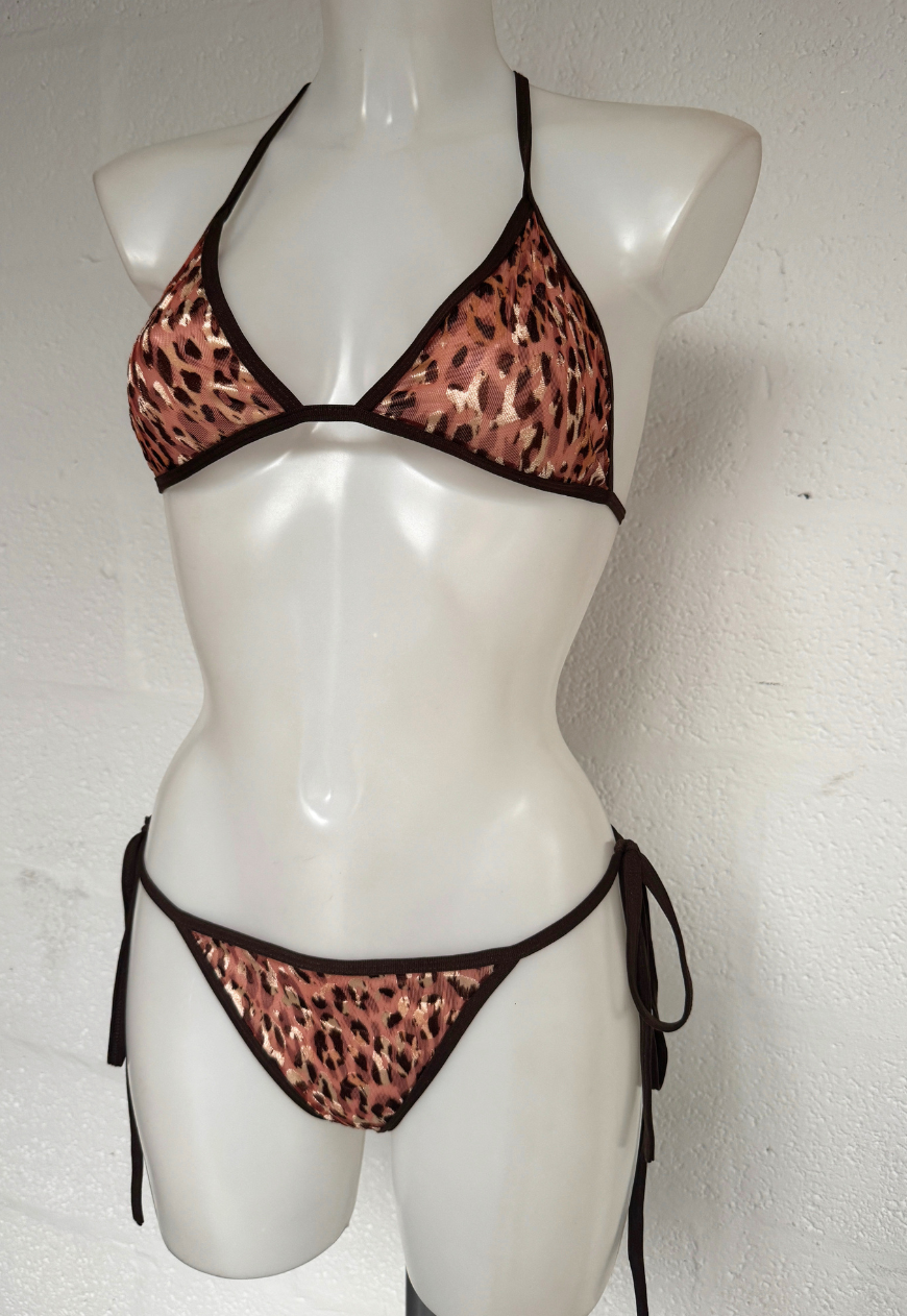 amber leopard lingerie set
