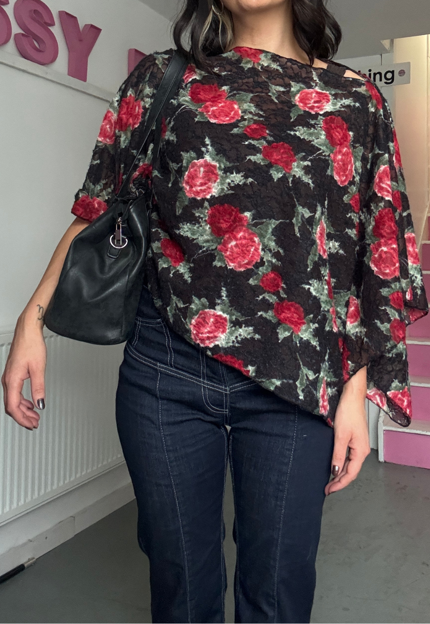 black rose poncho - square
