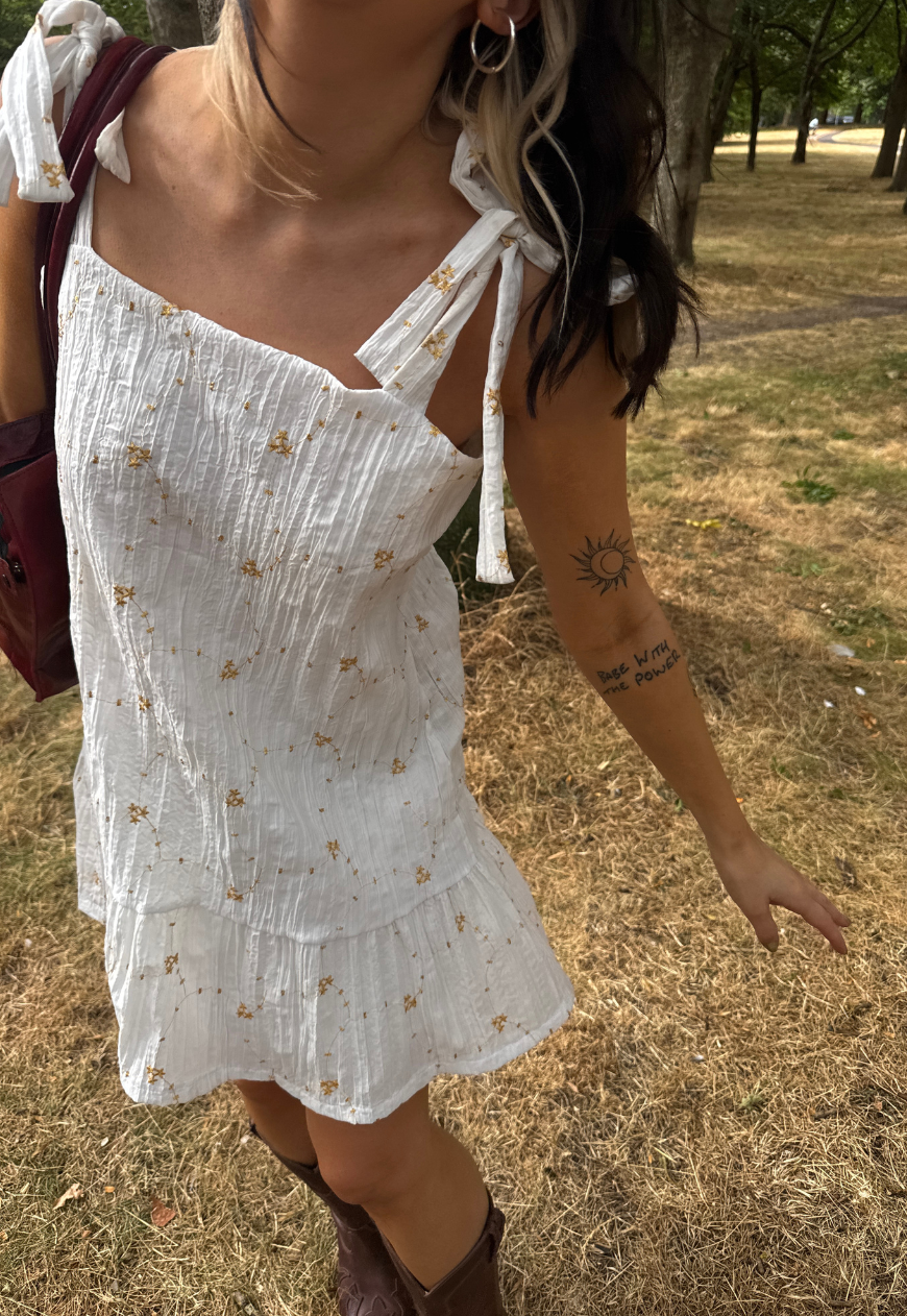 white celestial ruffle dress *launching 06.08.26 18:00BST*