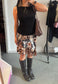 black/brown asymmetric ruffle skirt