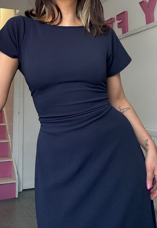 MULTIWAY MIDNIGHT CAP SLEEVED CINCH MAXI DRESS