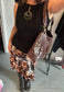 black/brown asymmetric ruffle skirt