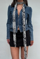 cream web skinny scarf