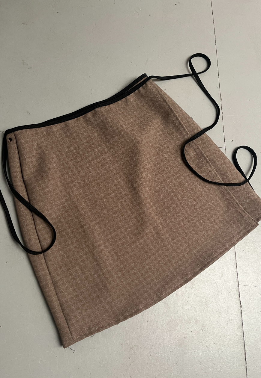 BROWN CHECK WRAP SKIRT *3RD GENERATION*