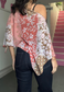 peach patchwork poncho