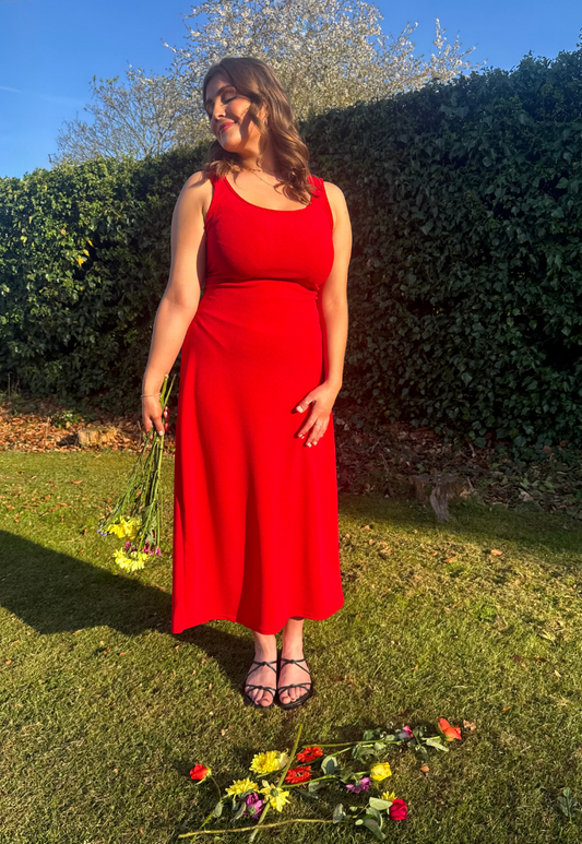 MULTIWAY STRAWBERRY CINCH MAXI DRESS