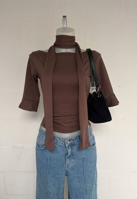 hazelnut skinny scarf