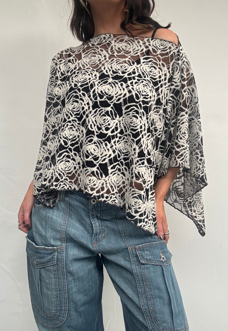 cream web poncho - square