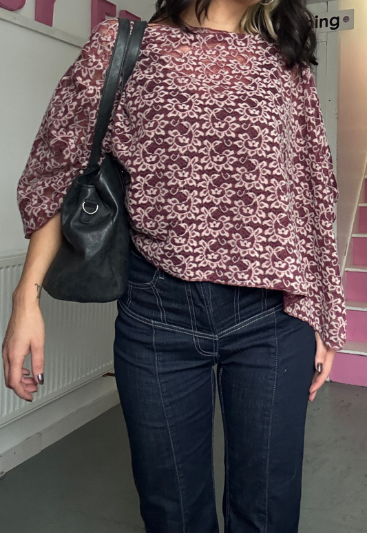 pink indian mango poncho - square