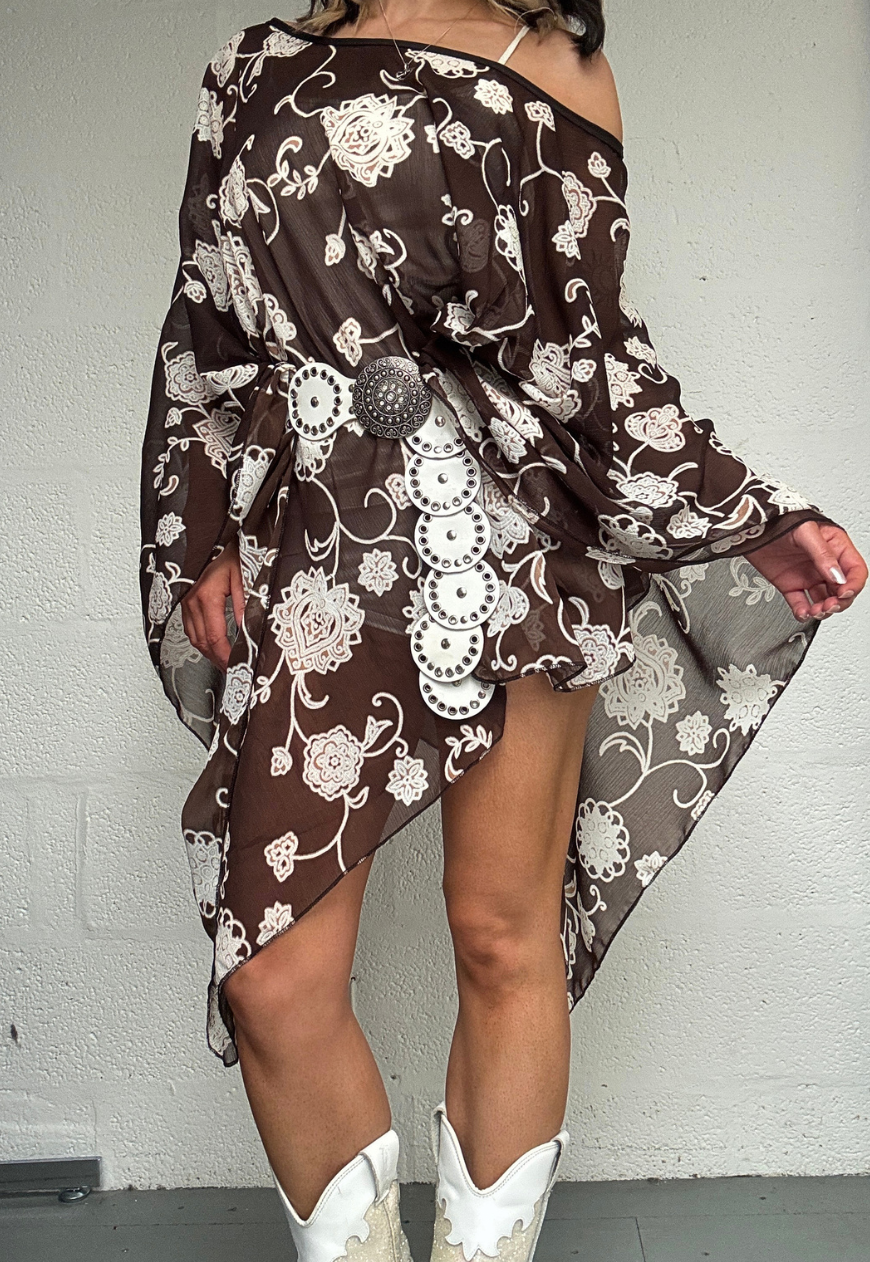 brown flower mesh poncho *launching 14.06.26 20:00BST*
