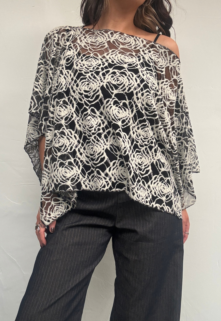 cream web poncho - square