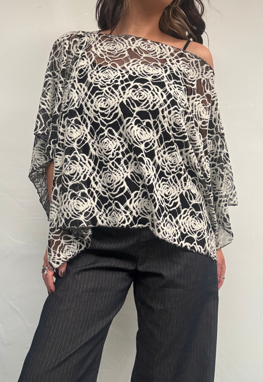 cream web poncho - square