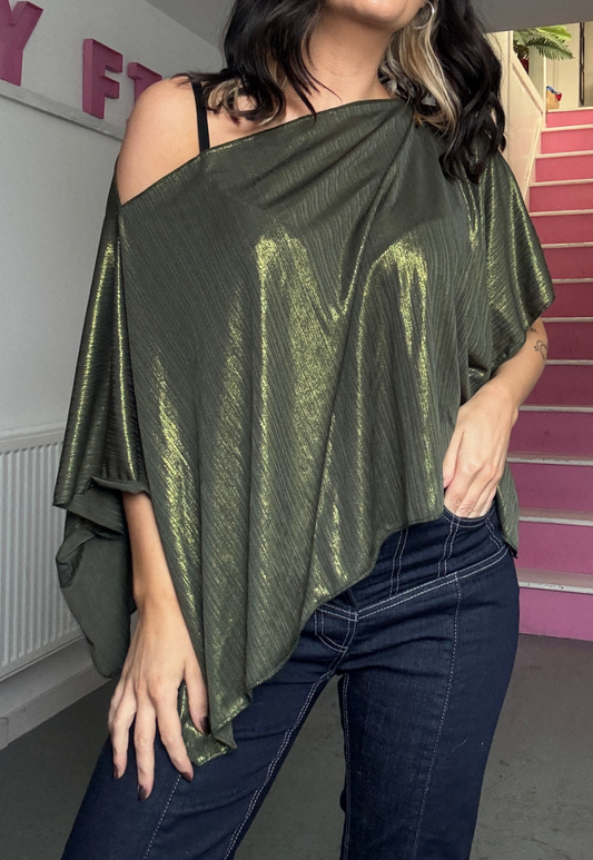 olive shimmer poncho