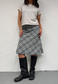 grey check midi skirt