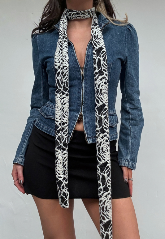 cream web skinny scarf