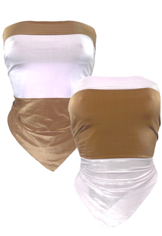 OFFCUTS LIGHT BROWN GLOW REVERSIBLE HANKIE TOP