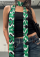 GREEN SWIRL SKINNY SCARF