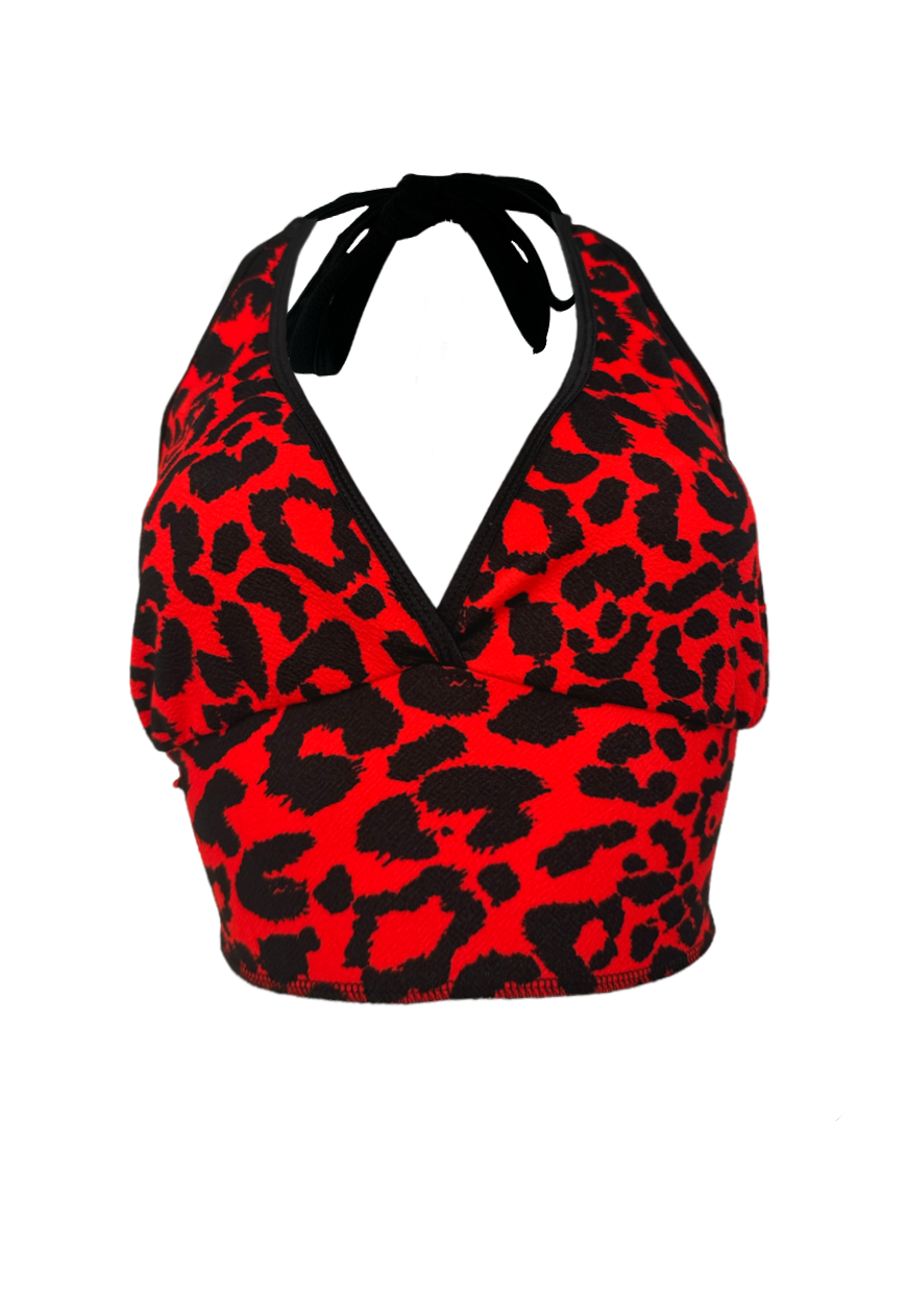 RED LEOPARD PRINT HALTER TOP *COMING SOON*