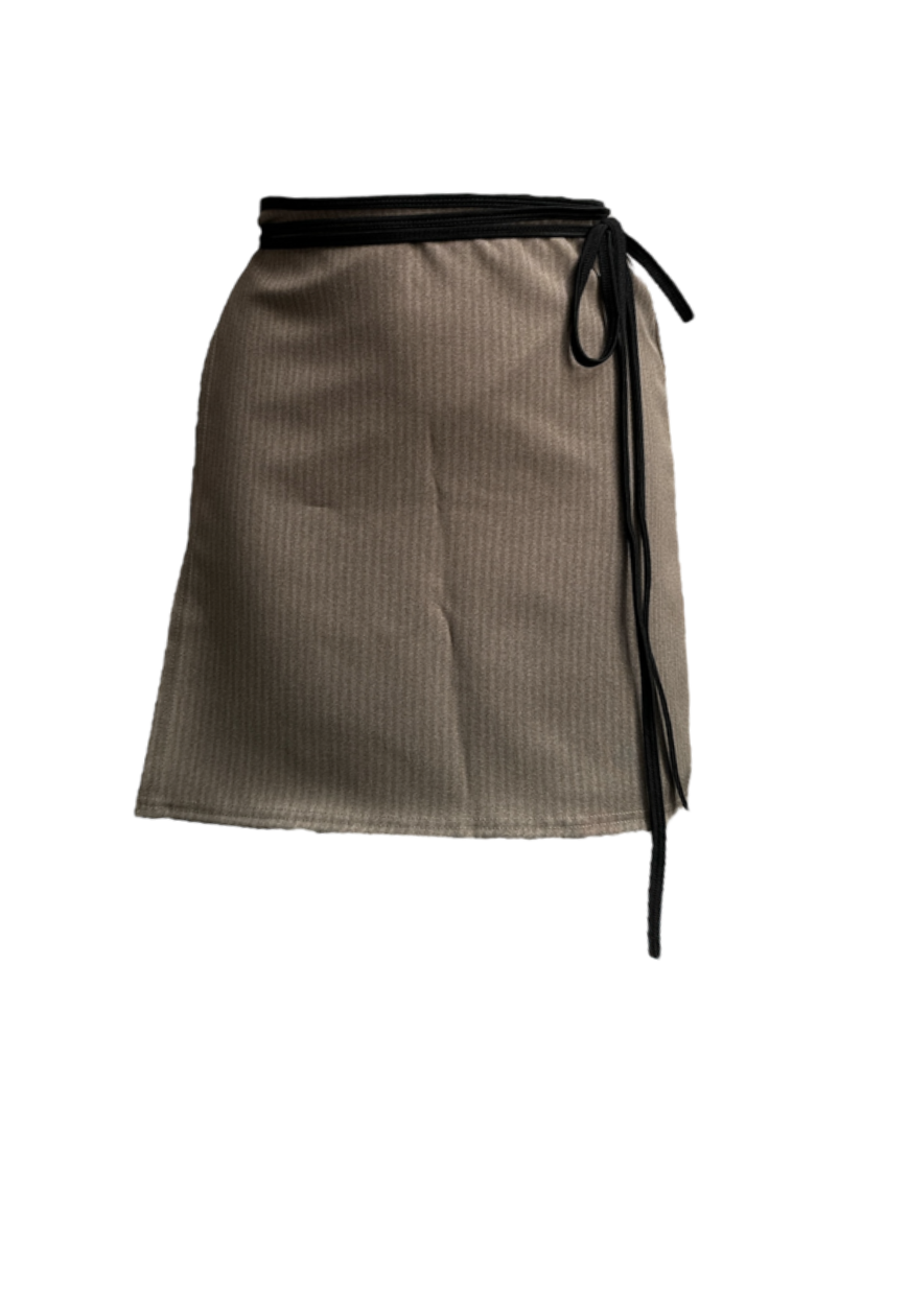 BROWN RULED WRAP SKIRT *3RD GENERATION*