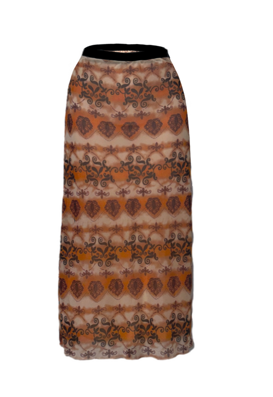 ORANGE GRUNGE MESH MIDI SKIRT *COMING SOON*