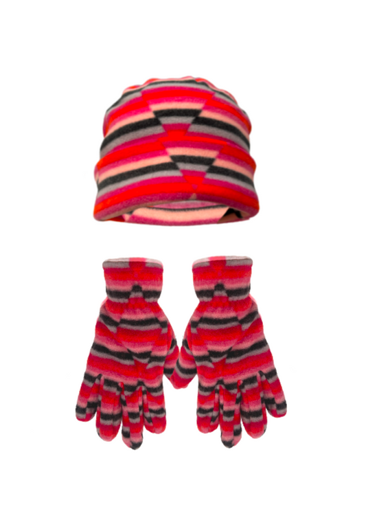 bright stripe hat & glove set