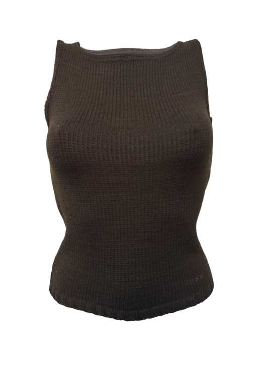 CHOCOLATE HISSY KNIT VEST - S HISSY FIT LTD