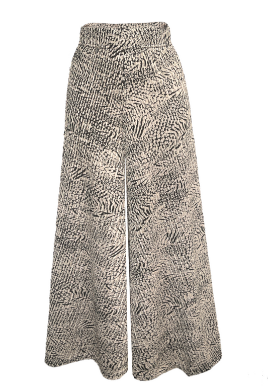 WHITE CRACKLE PALAZZO TROUSERS