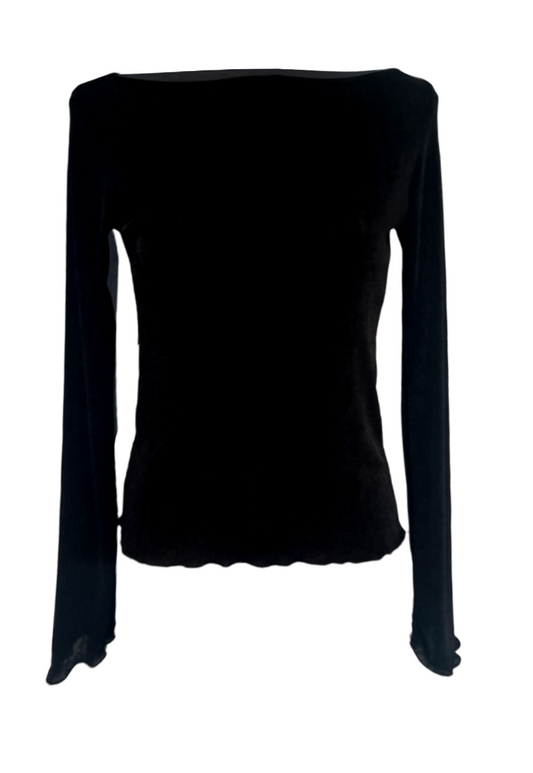 black slinky sleeved top