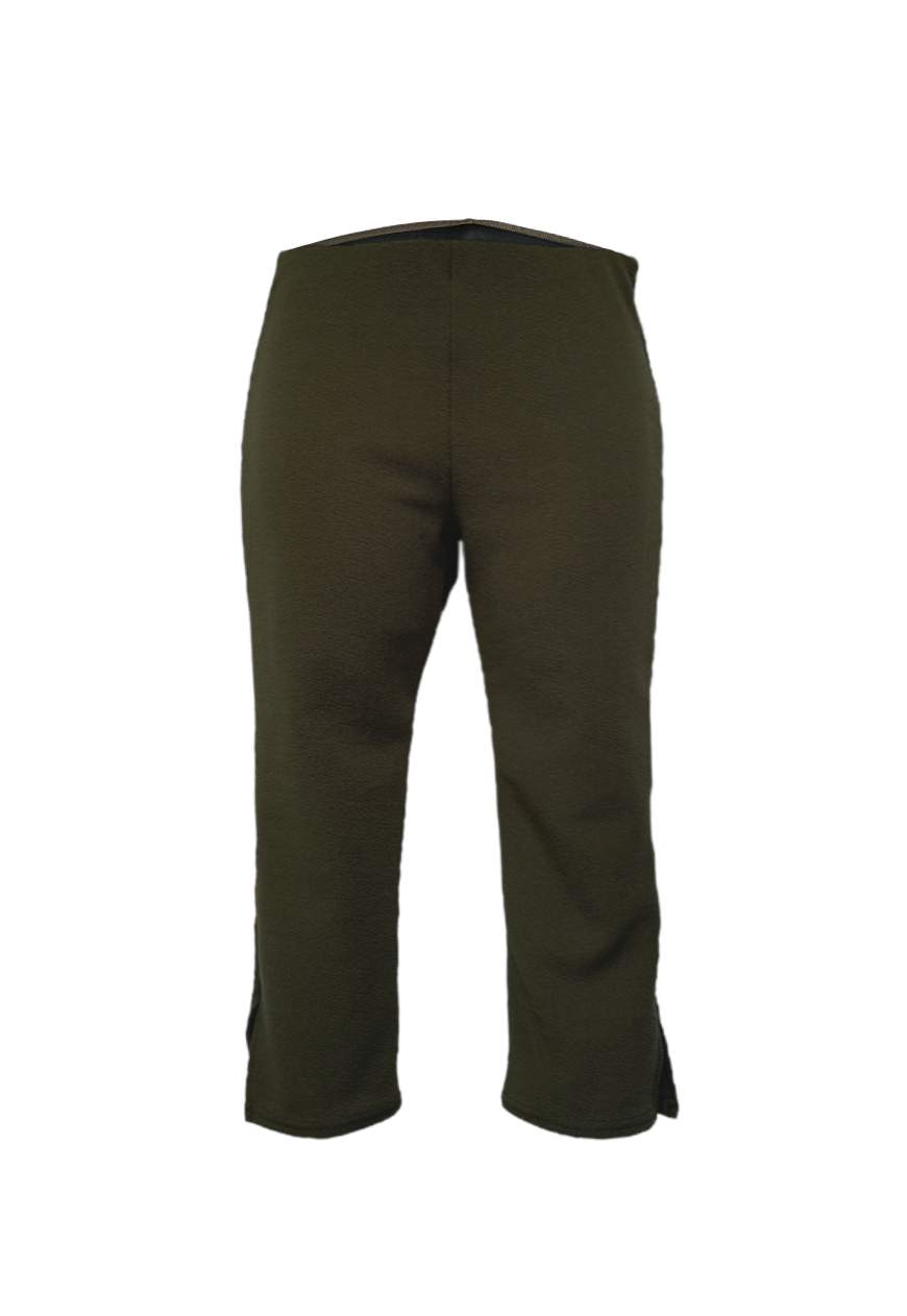 OLIVE CREPE CAPRI PANTS