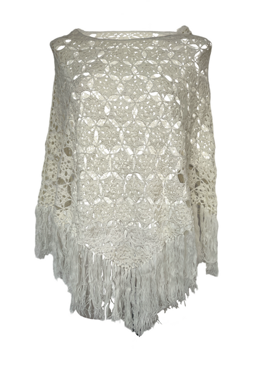 cream star crochet poncho A026