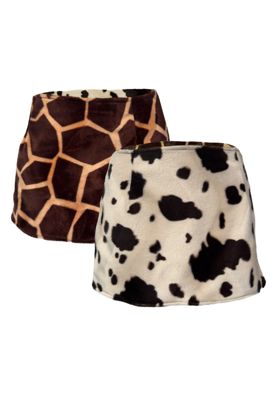 COW/GIRAFFE REVERSIBLE MINI SKIRT