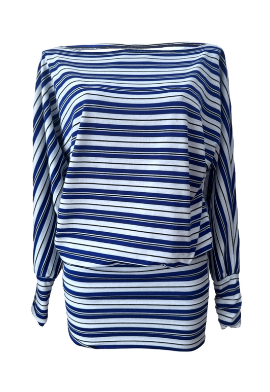 BLUE STRIPE SLOUCH DRESS