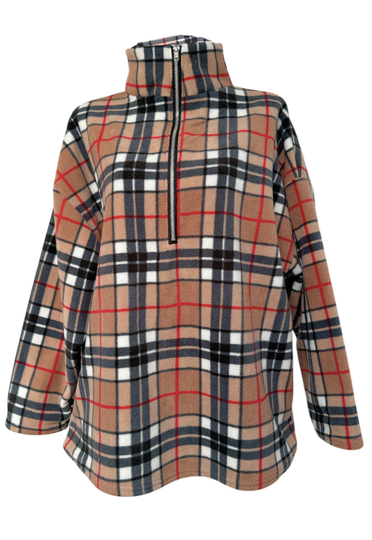 BROWN CHECK PRINT FLEECE