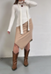 SAGE/BROWN REVERSIBLE POINTED HEM SKIRT