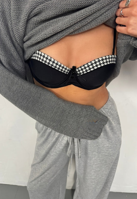 houndstooth bow bra