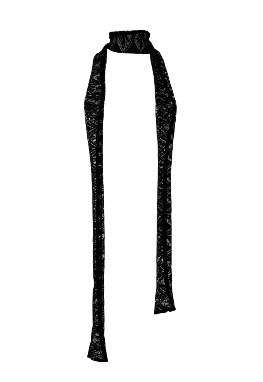 black diamond lace skinny scarf