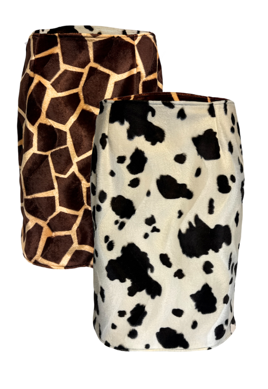 cow/giraffe reversible skirt