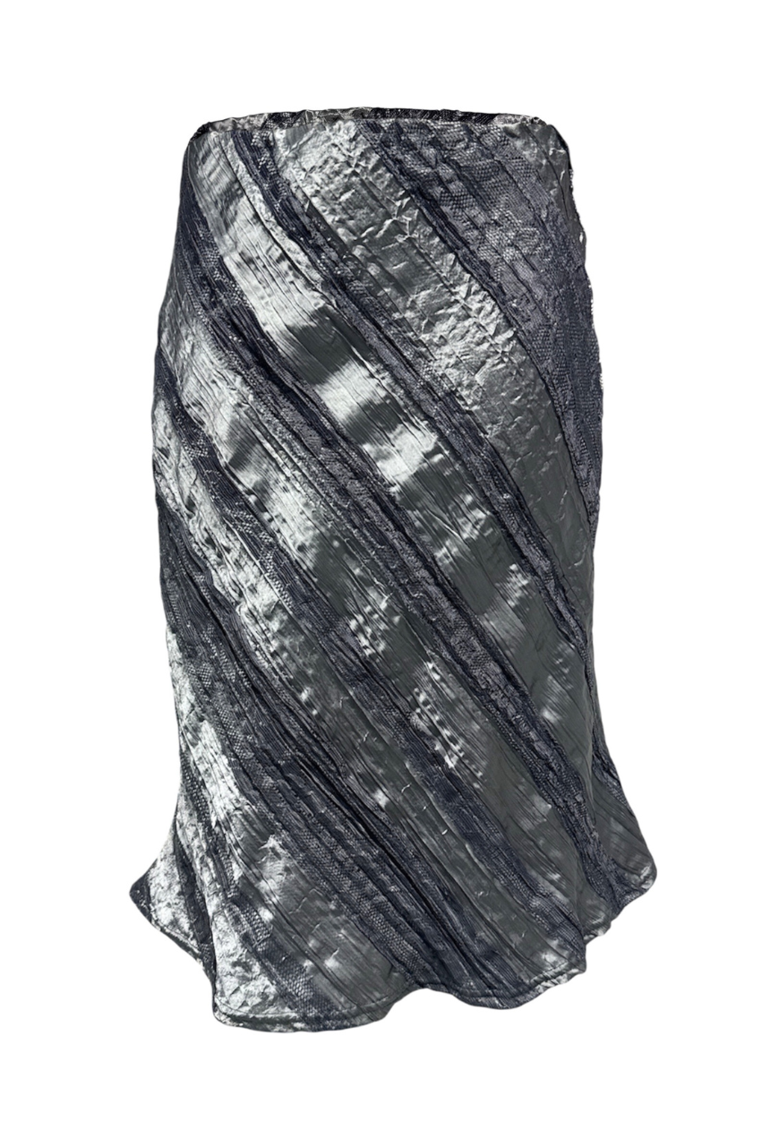 silver satin & lace midi skirt *coming soon*