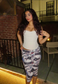 newsprint crepe capri pants