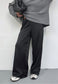 black satin straight leg trousers