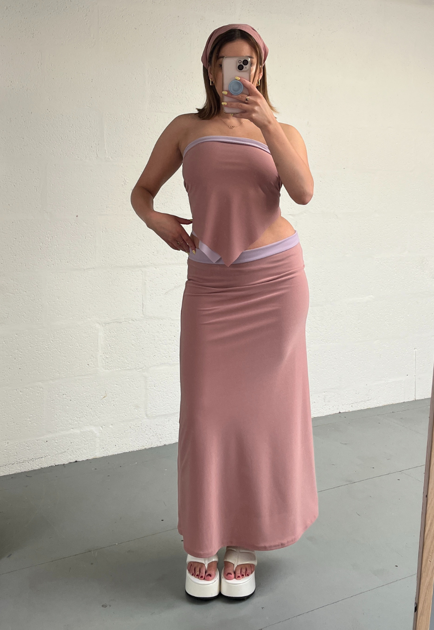 DUSKY PINK/LILAC REVERSIBLE HANKIE TOP - HISSY FIT LTD