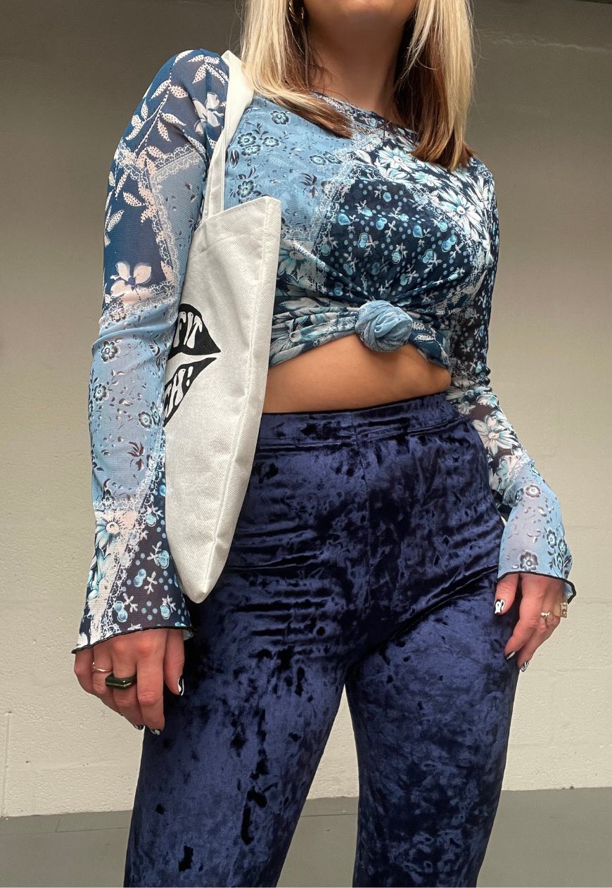 OCEAN BLUE VELVET FLARES - HISSY FIT LTD