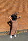 BROWN CHECK MID-RISE MAXI SKIRT - HISSY FIT LTD