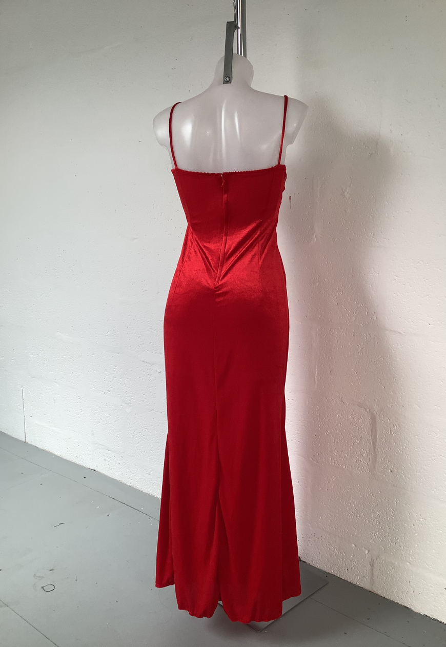 RED/GOLD SPLIT DRESS (061) UK SIZE 8/10 - HISSY FIT LTD