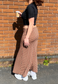 BROWN CHECK MID-RISE MAXI SKIRT - HISSY FIT LTD